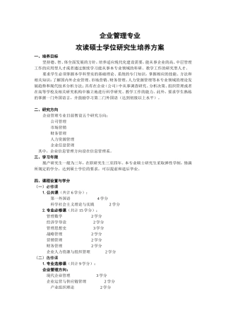 企业管理专业