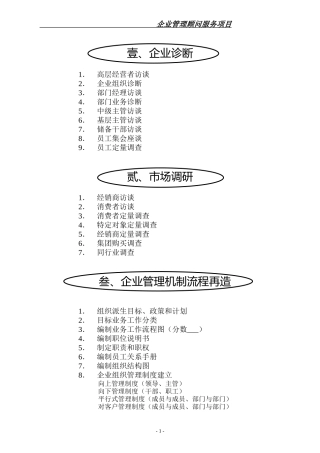 企业管理顾问服务项目