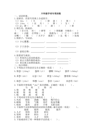 六年级字词专项训练