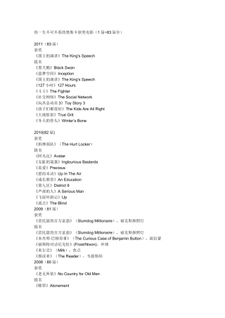 你一生不可不看的奥斯卡获奖电影(1届-83届全)