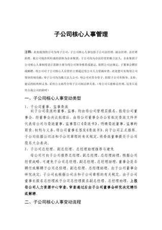 企业集团子公司核心人事管理