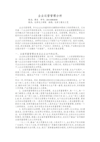 企业运营管理分析