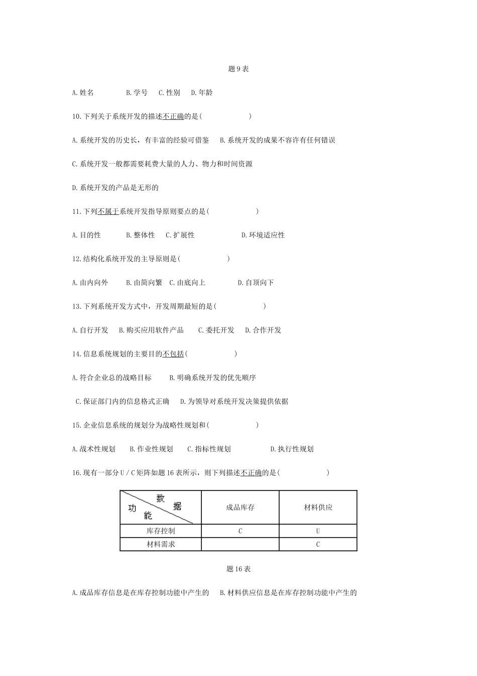 全国2009年1月高等教育自学考试管理系统中计算机应用试题及答案_第2页