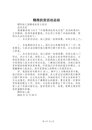 精准扶贫活动总结