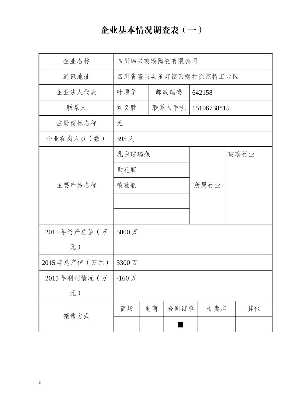 企业质量状况调查表_第2页