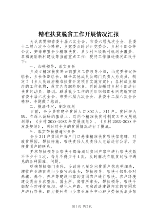精准扶贫脱贫工作开展情况汇报