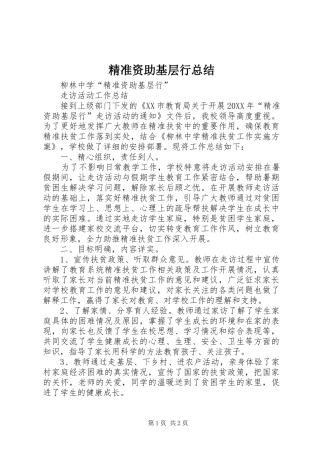 精准资助基层行总结