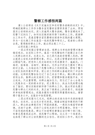 警察工作感悟两篇