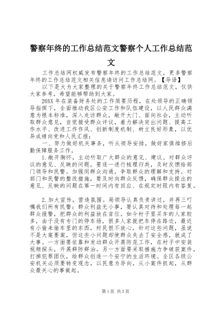 警察年终的工作总结范文警察个人工作总结范文