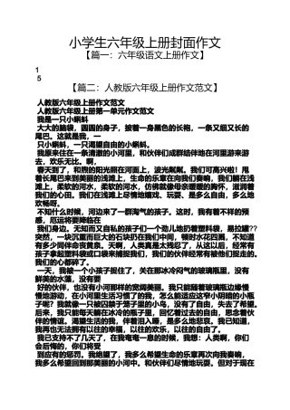 六年级作文之小学生六年级上册封面作文