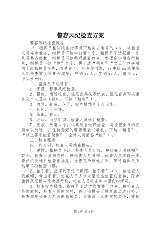 警容风纪检查方案
