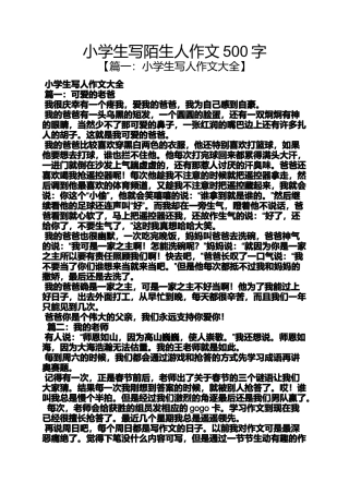 六年级作文之小学生写陌生人作文500字