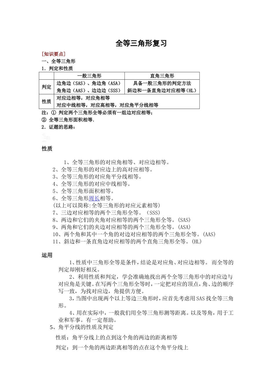 全等三角形知识总结和经典例题_第1页