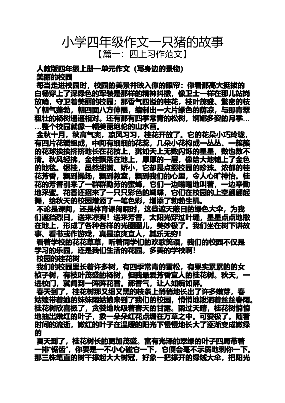六年级作文之小学四年级作文一只猪的故事_第1页
