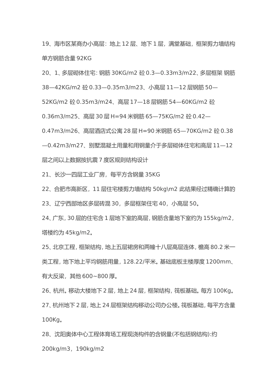 全国100个典型工程的钢筋含量_第3页