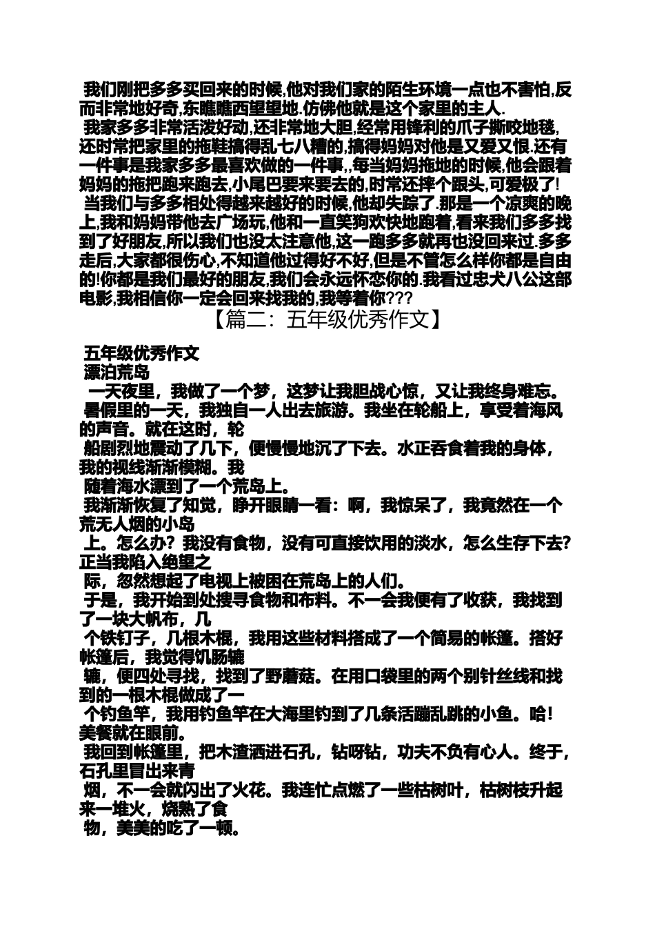 六年级作文之小学五年优秀作文_第2页