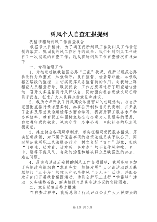 纠风个人自查汇报提纲