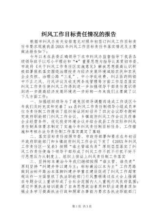 纠风工作目标责任情况的报告