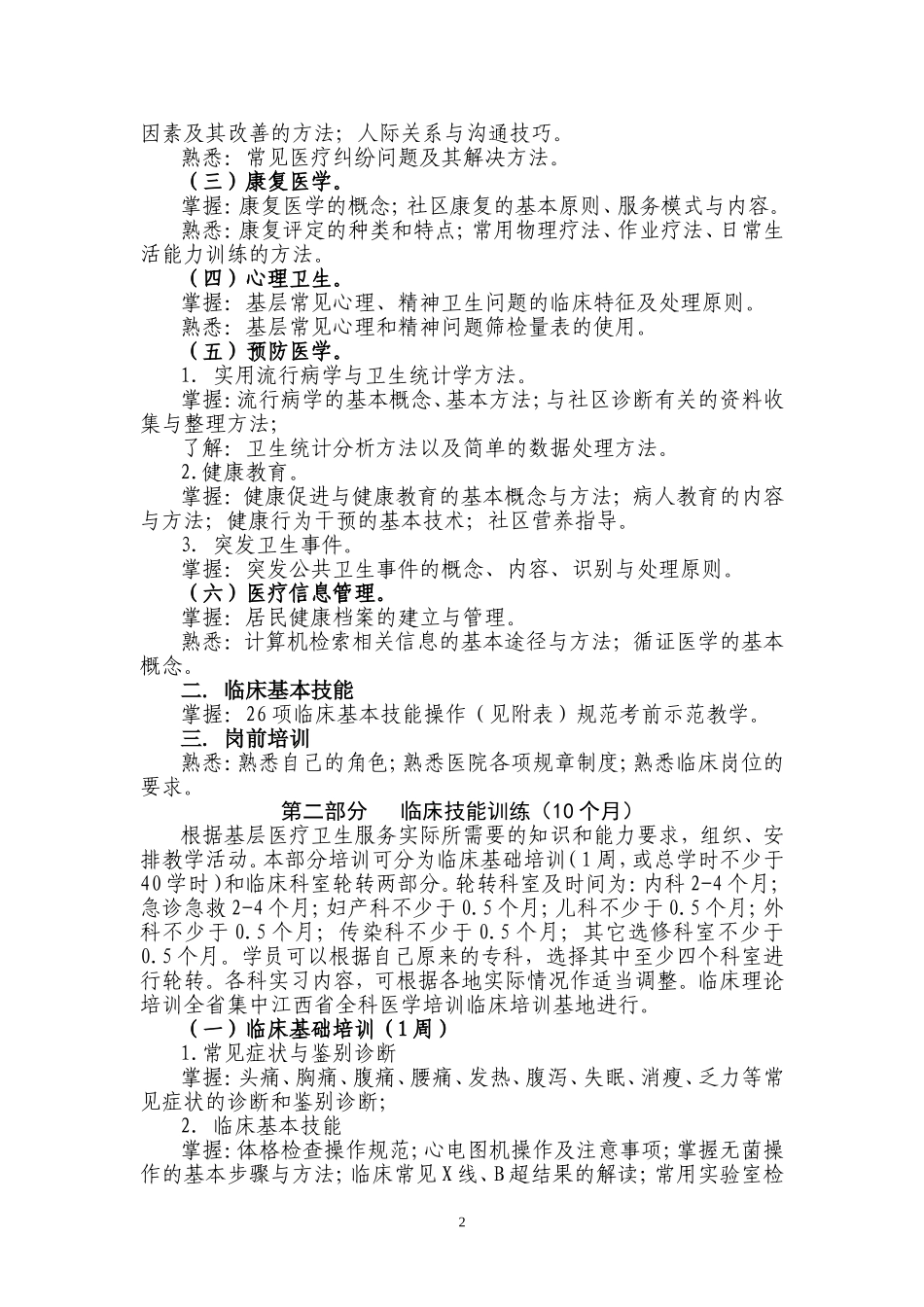全科医生转岗培训大纲_第2页