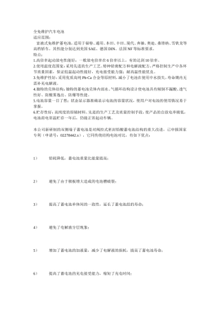 全免维护汽车电池