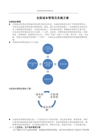 全面成本管理及实施方案