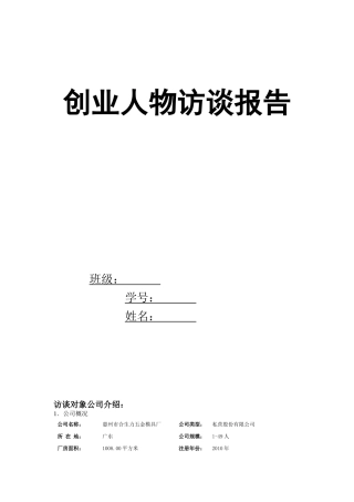 全面创业人物访谈报告
