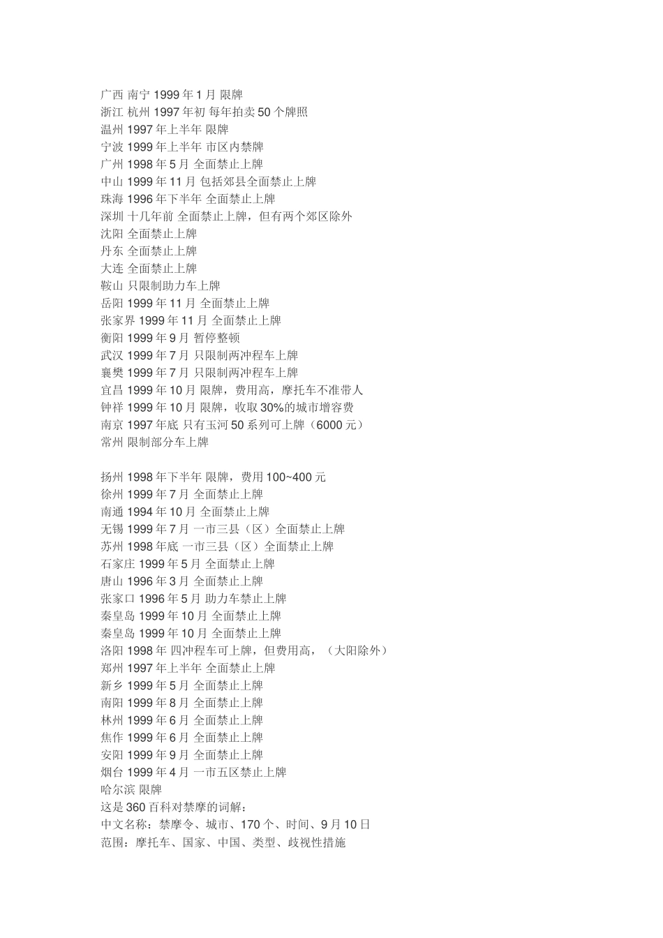 全国禁摩城市一览表_第2页