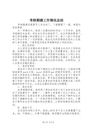 考核期满工作情况总结