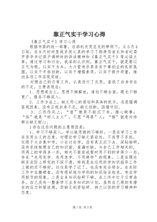 靠正气实干学习心得