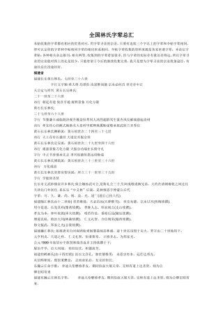 全国林氏字辈总汇