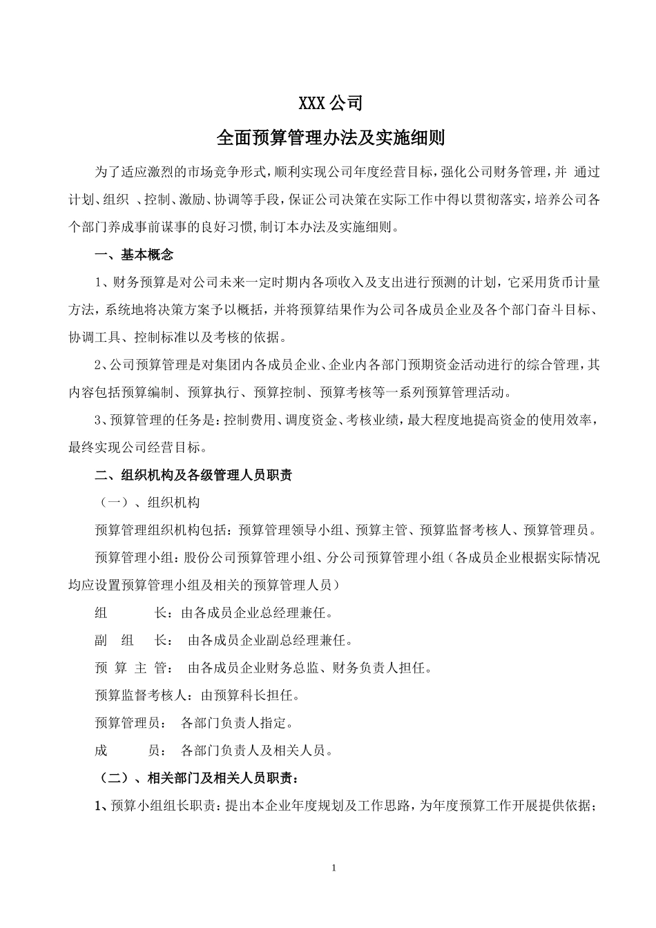 全面预算管理办法(同名6718)_第1页