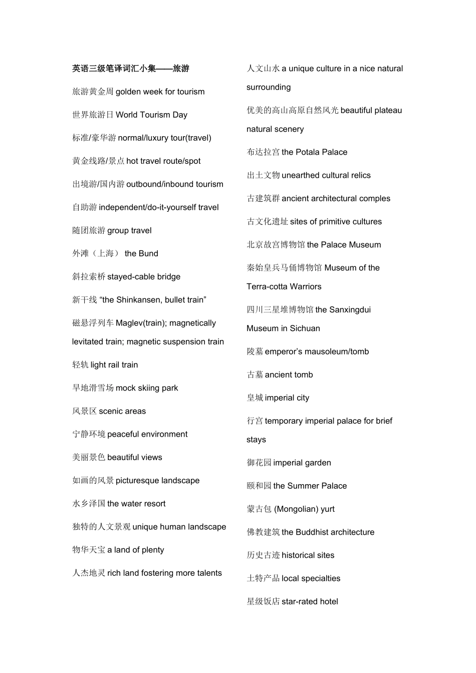 全国三级翻译笔译词汇及短语(最全总结)_第1页