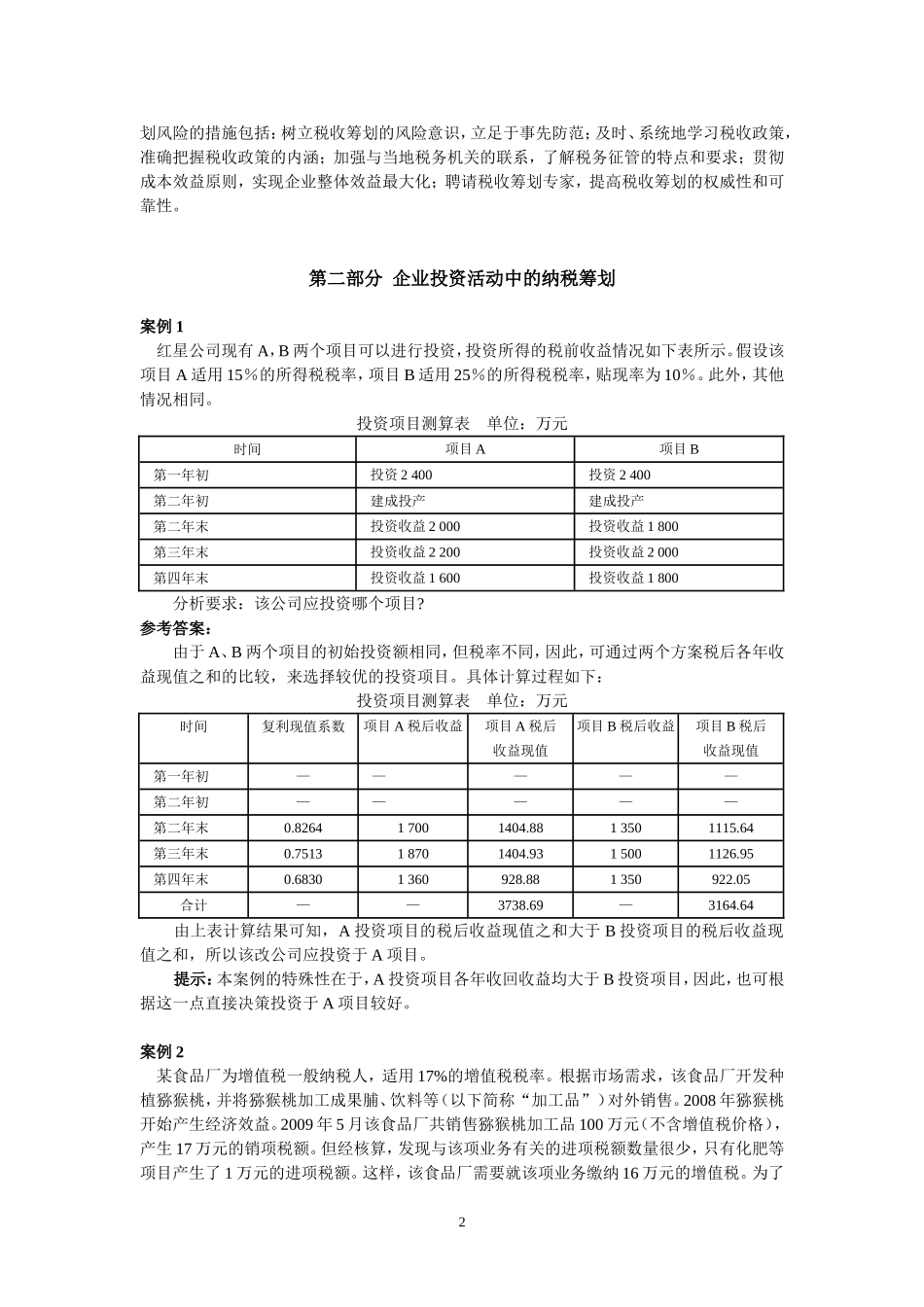 企业纳税筹划课后习题答案_第2页