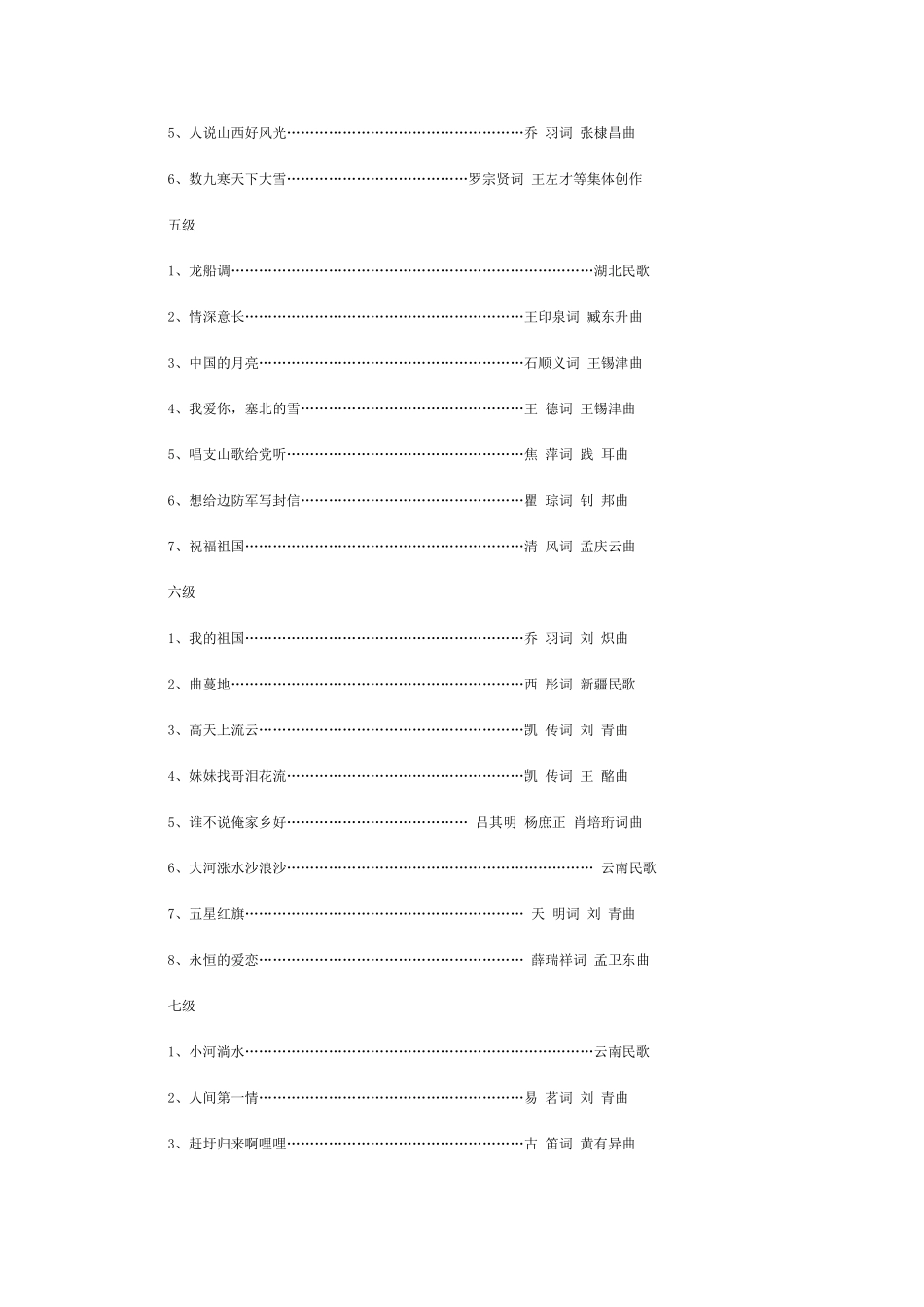 全国声乐业余考级曲目_第2页