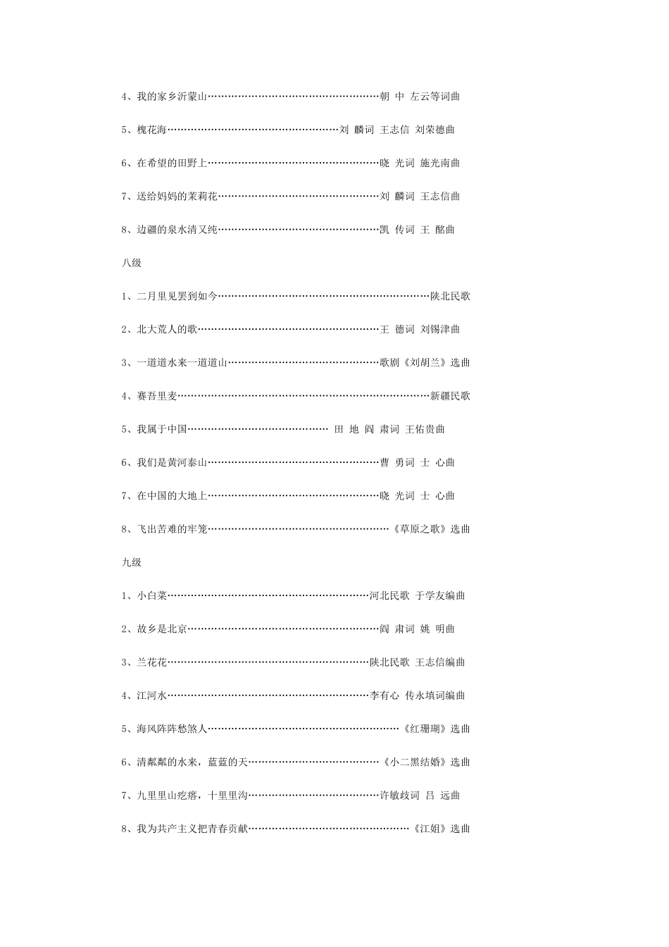 全国声乐业余考级曲目_第3页