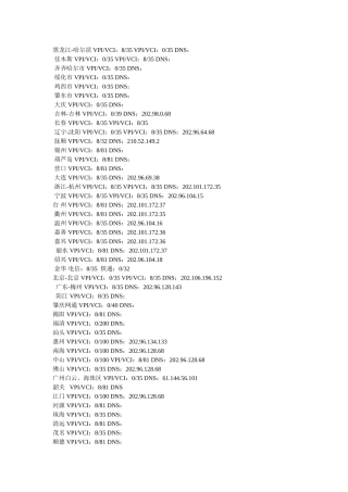 全国省市、地区的路由或者是猫的VPIVCI值