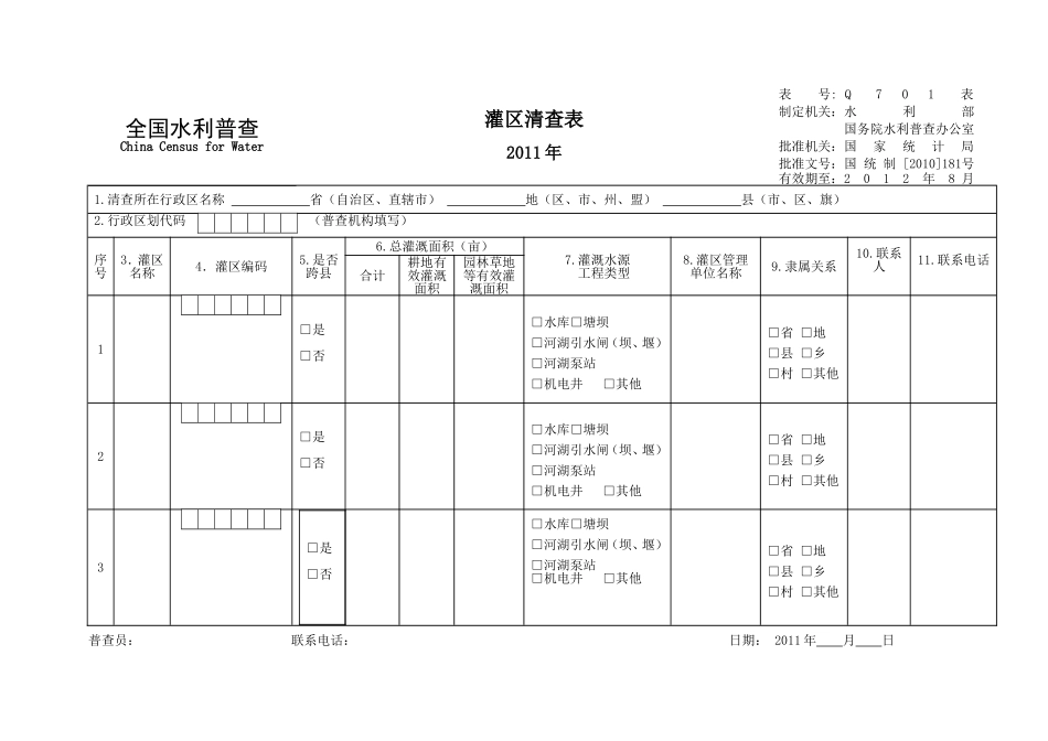 全国水利普查表格样式_第1页