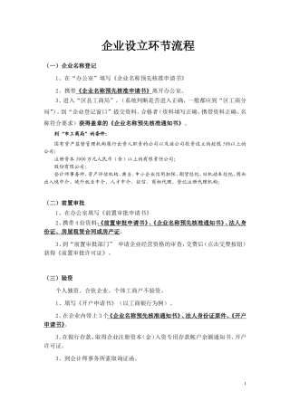 企业设立环节流程