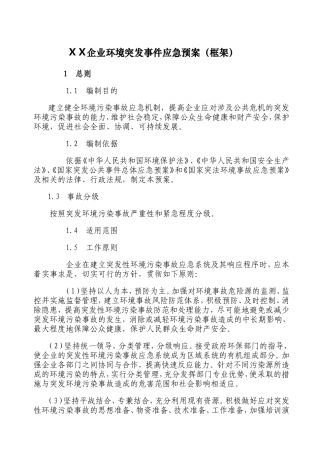 企业突发环境事件应急预案框架