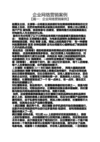 企业网络营销案例