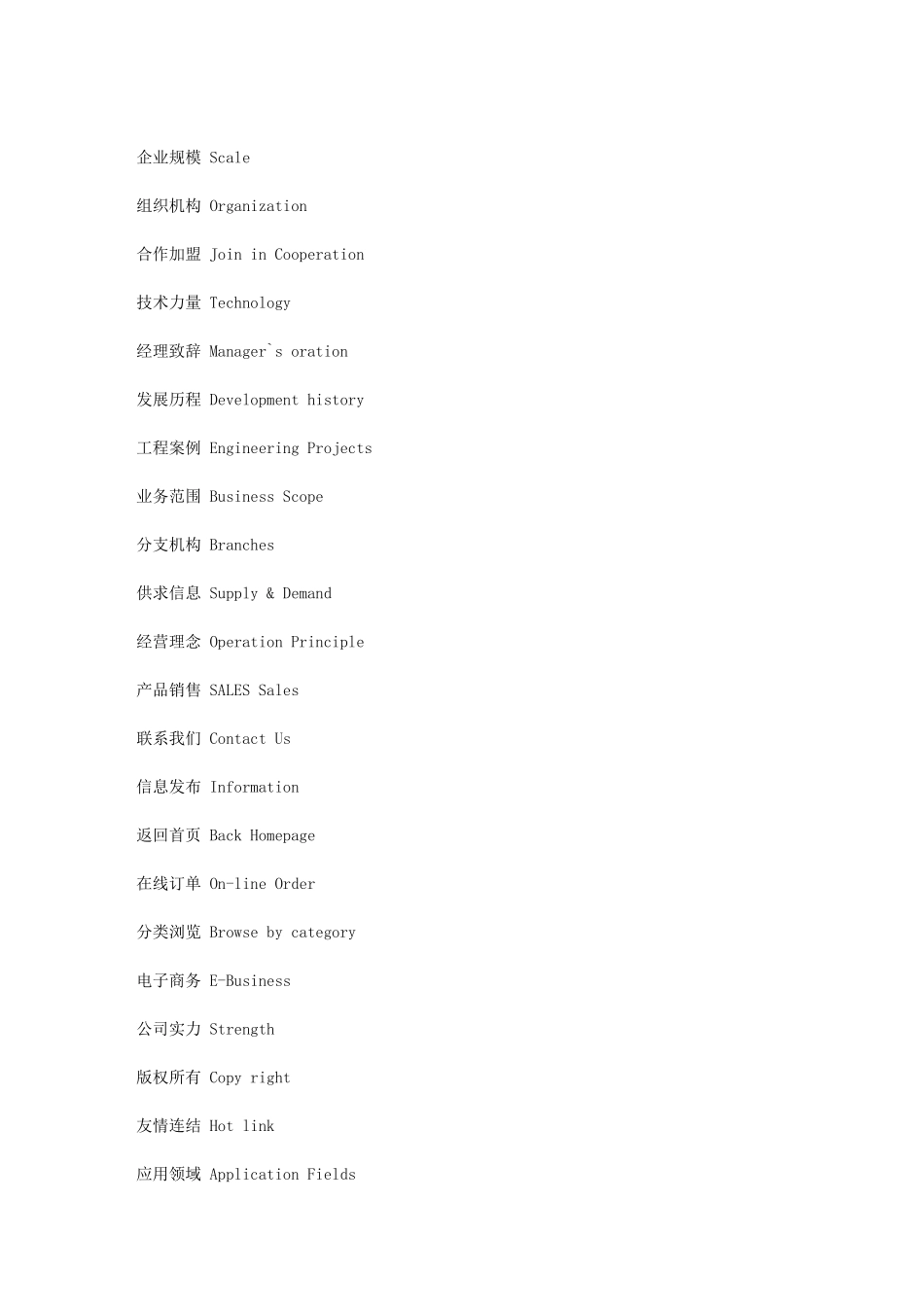 企业网站常见中英文对照_第2页