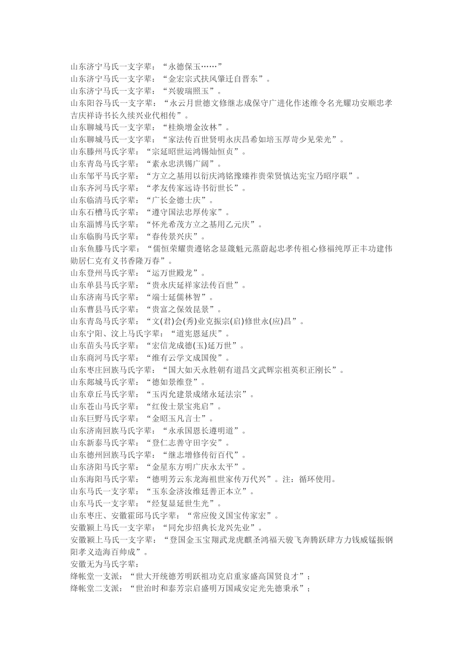 全国部分马氏字辈_第1页
