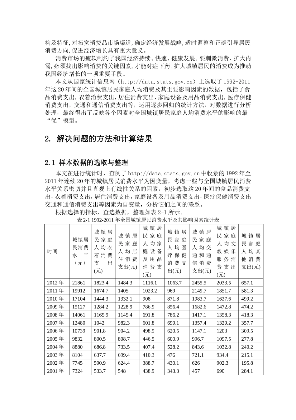 全国城镇居民消费水平的逐步回归分析_第2页