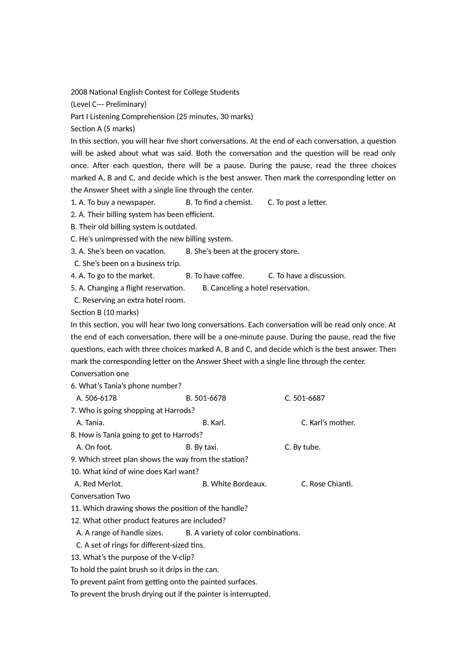 全国大学生英语竞赛C类试题及答案_第1页