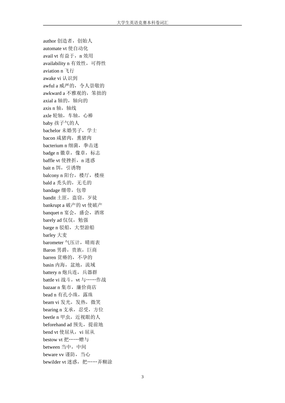 全国大学生英语竞赛本科词汇_第3页
