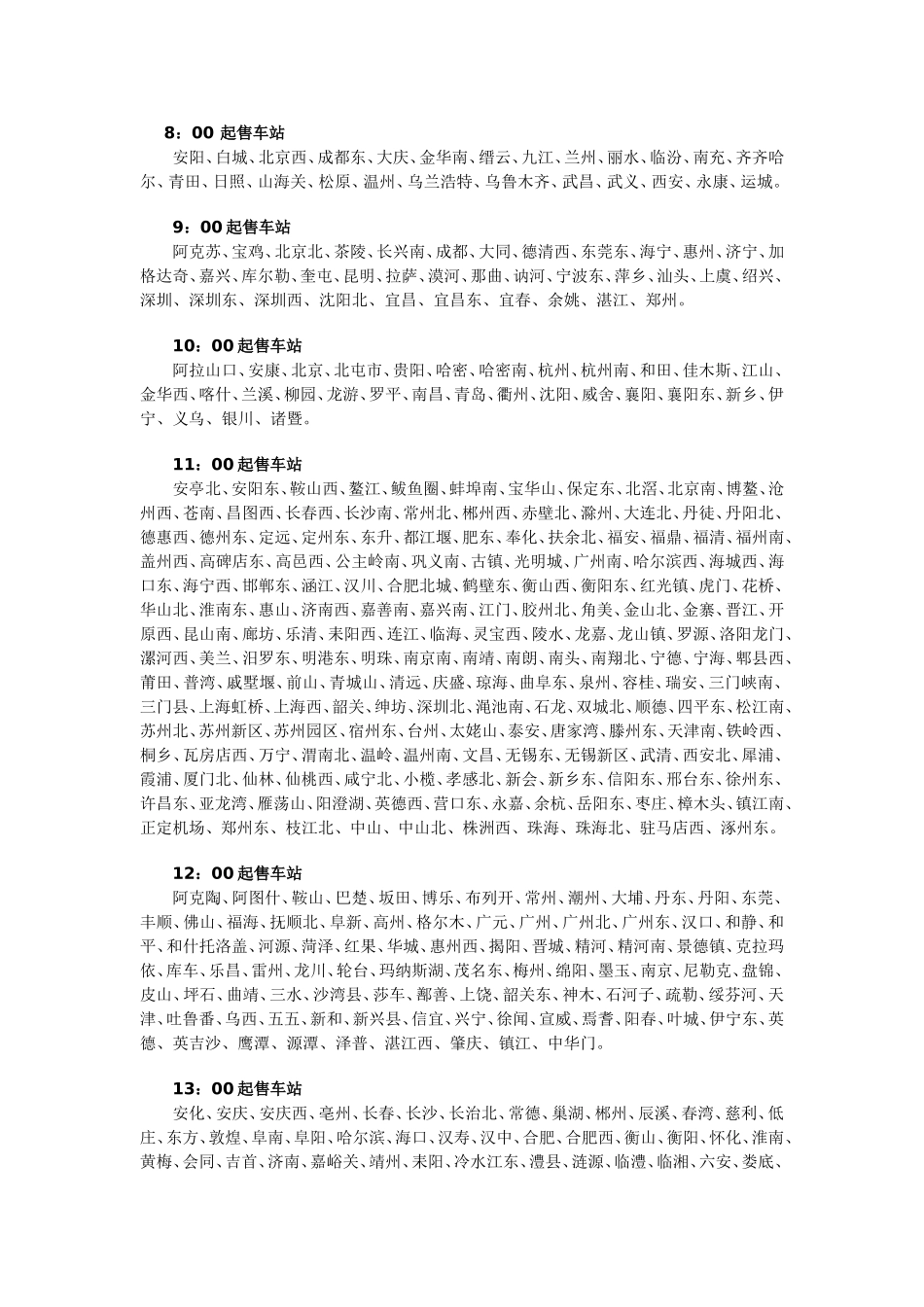 全国所有火车站售票时间_第1页