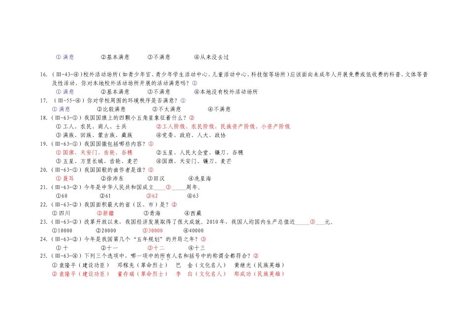 全国未成年人思想道德建设工作测评调查问卷(附答案)_第3页