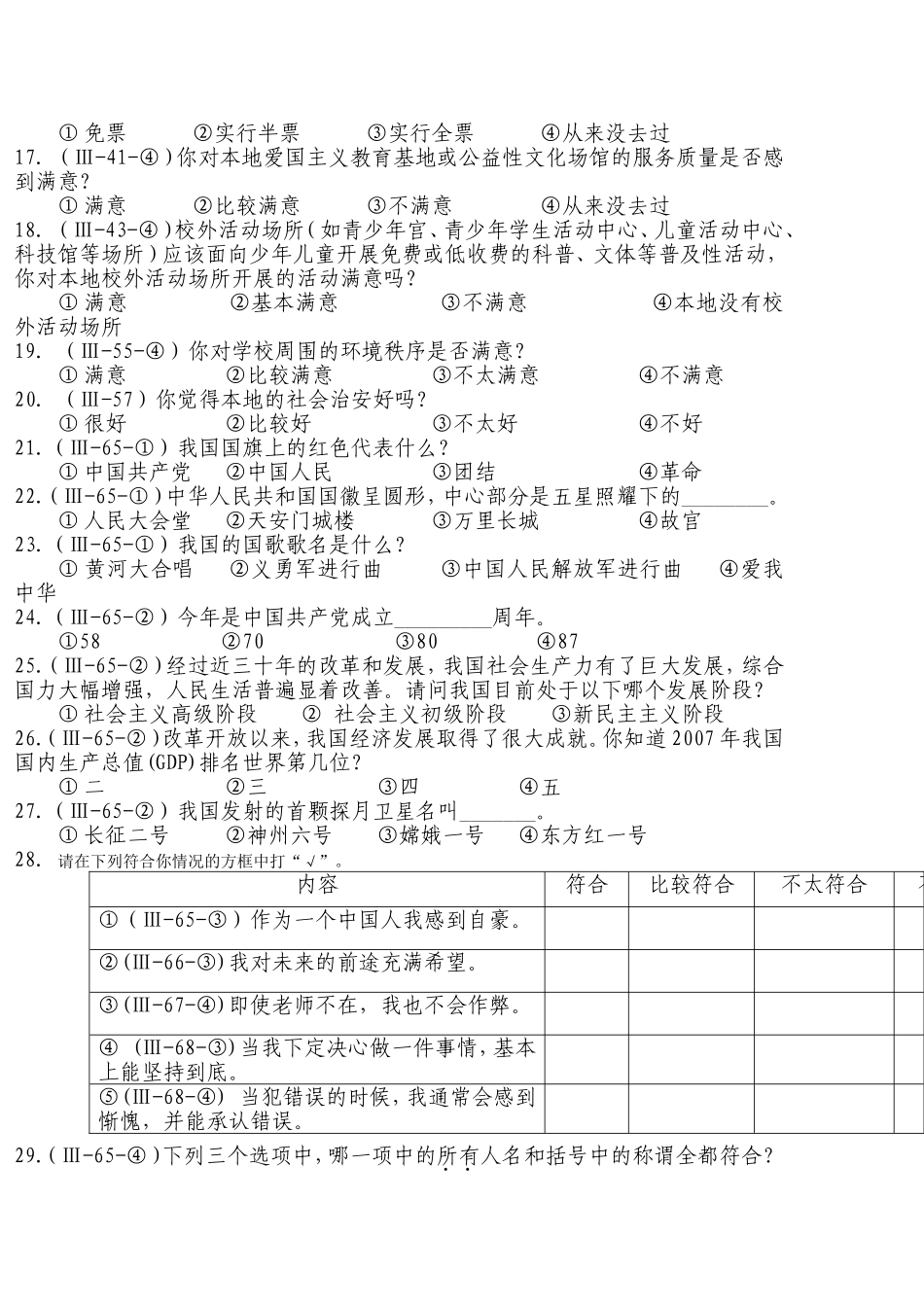 全国未成年人思想道德建设工作测评调查问卷_第3页