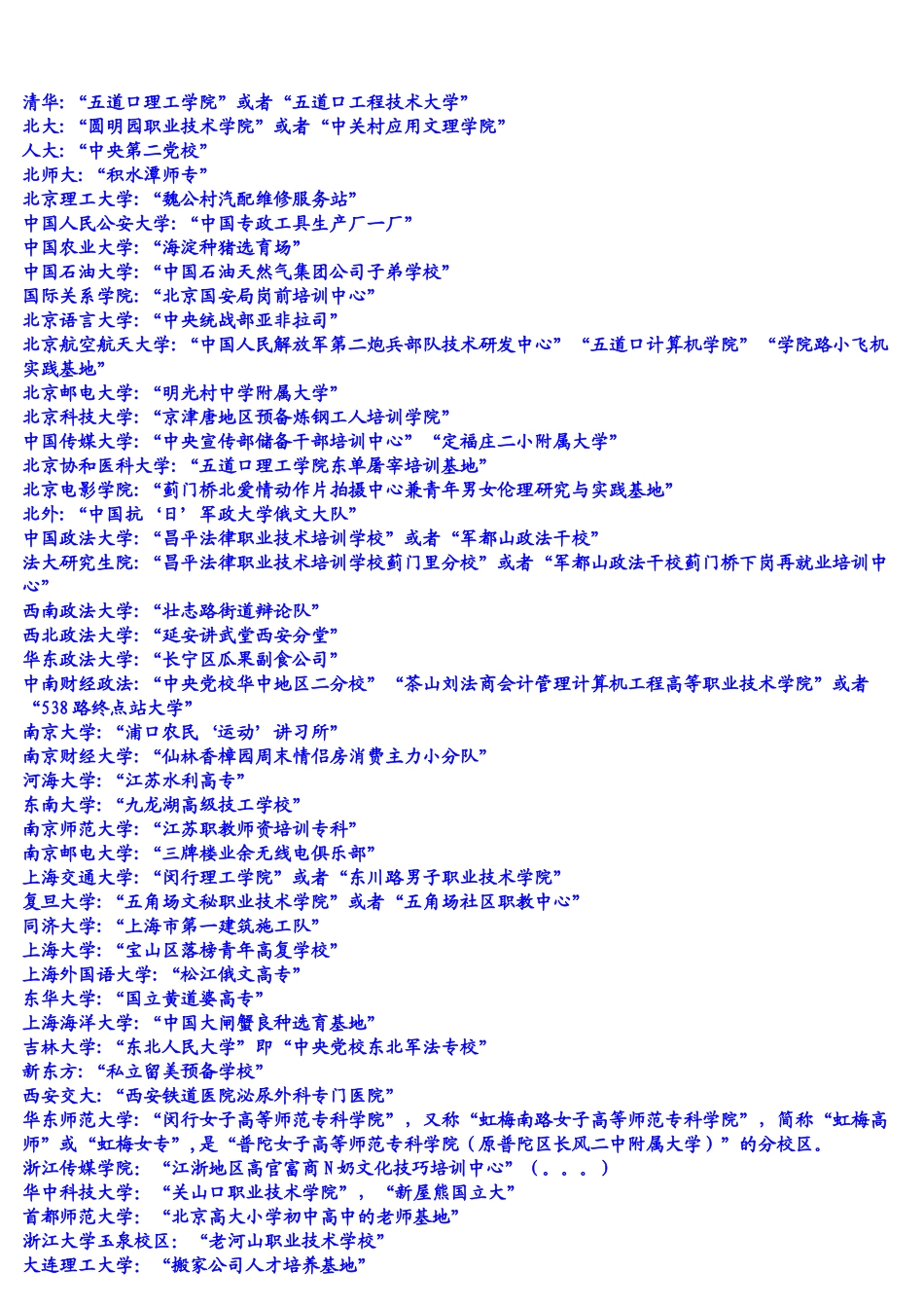 全国各大高校的江湖别称_第1页