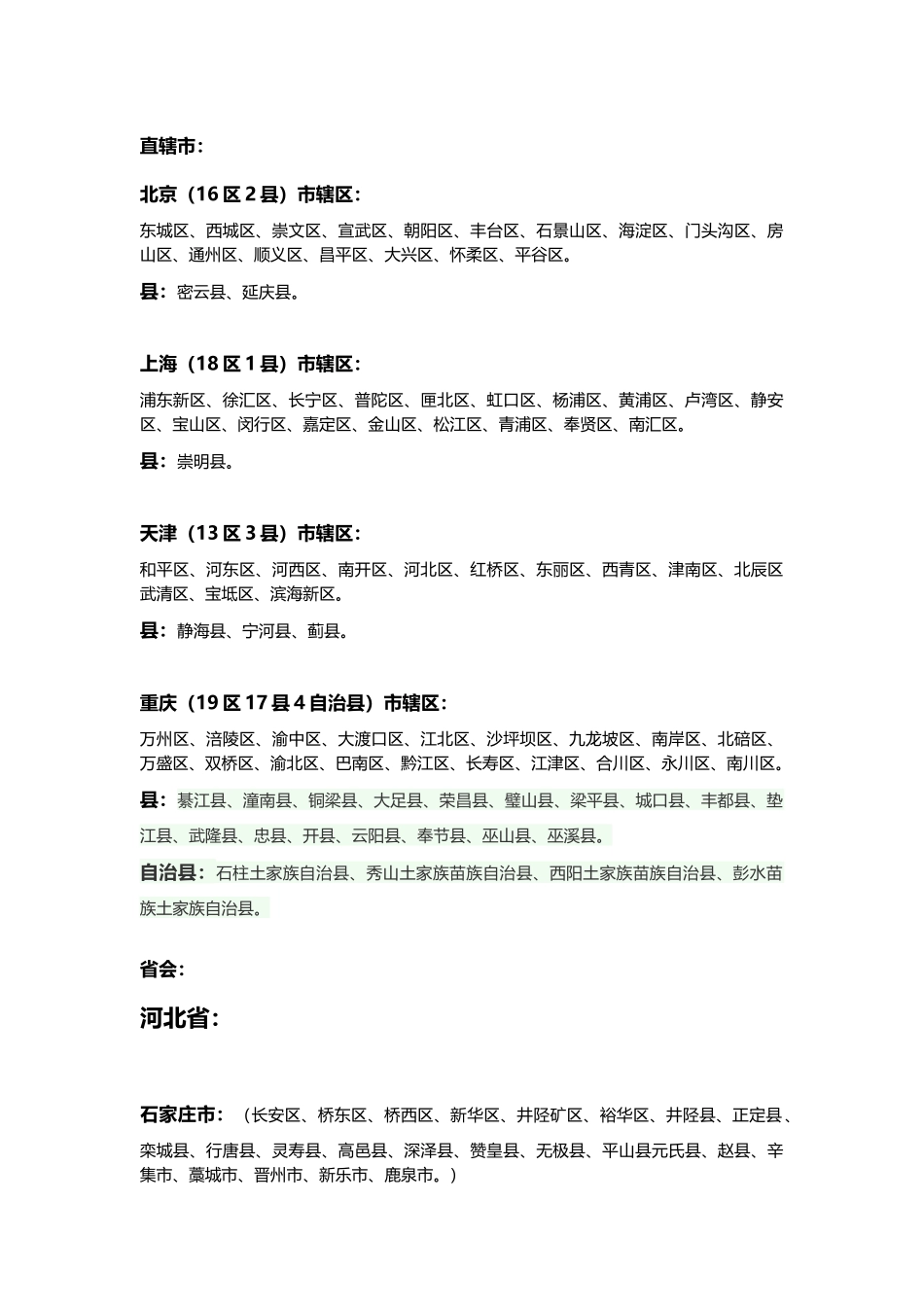 全国各地地区区县_第1页